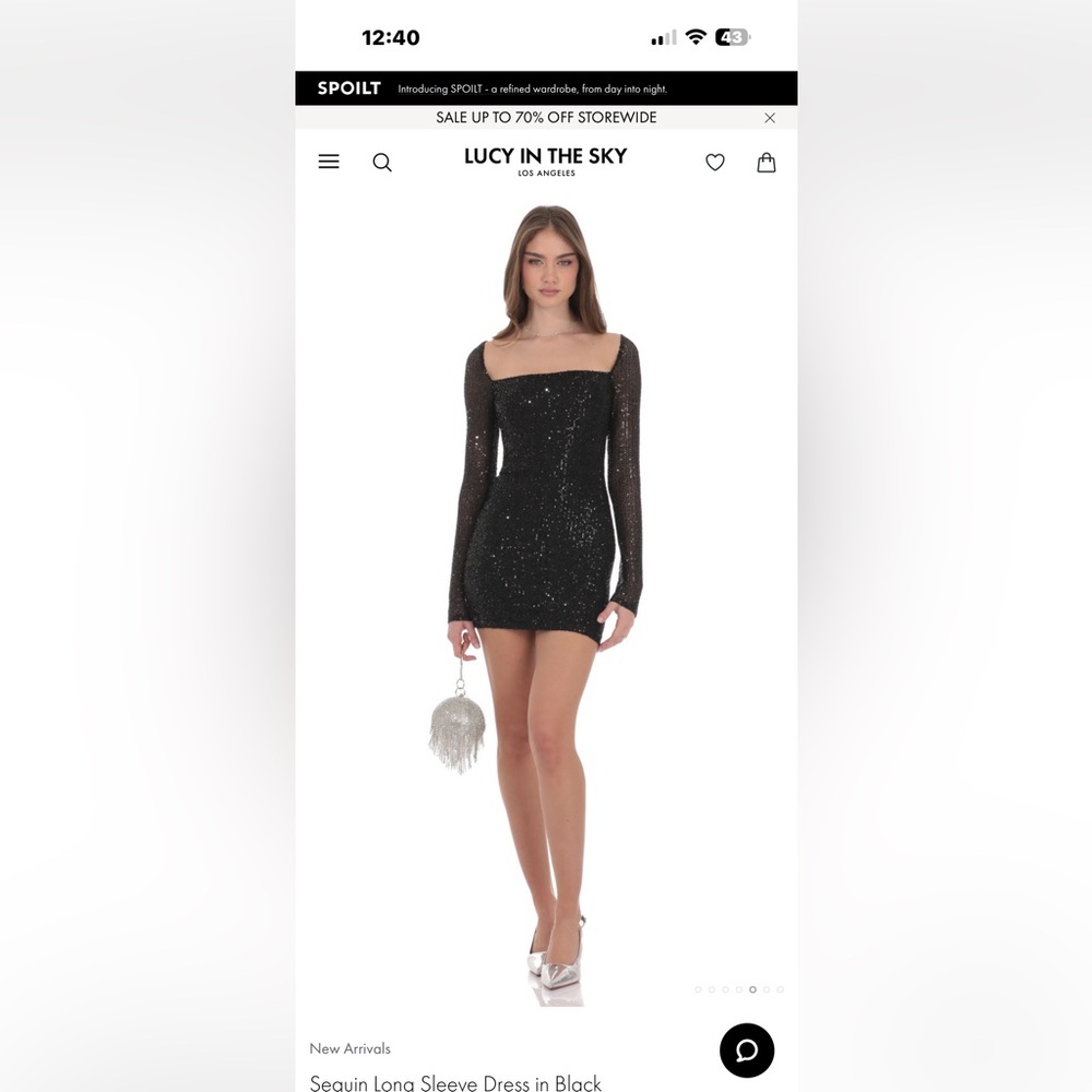 Lucy in the Sky Glittering Black Long Sleeve Dress